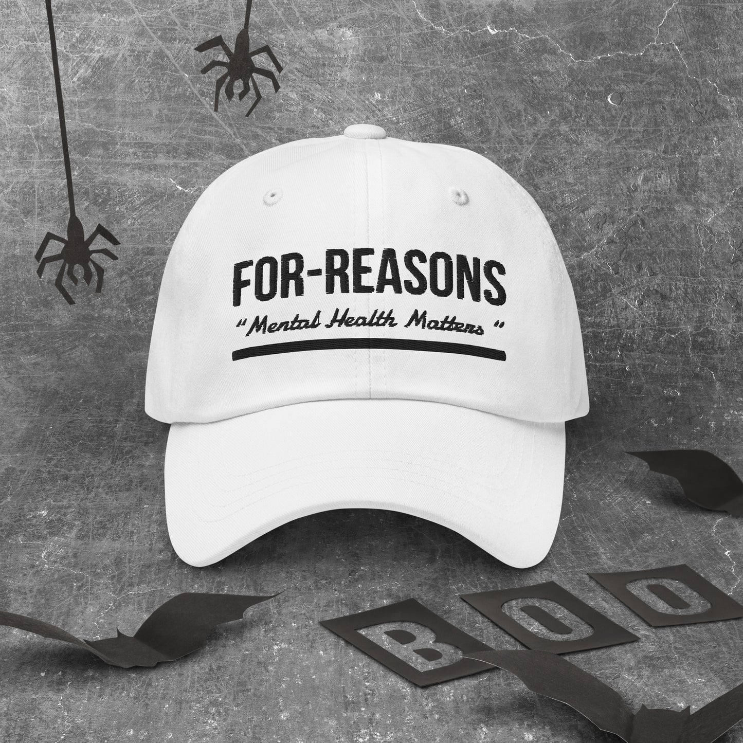 White Statement For-Reasons “Mental Health Matters” Embroidered Dad hat