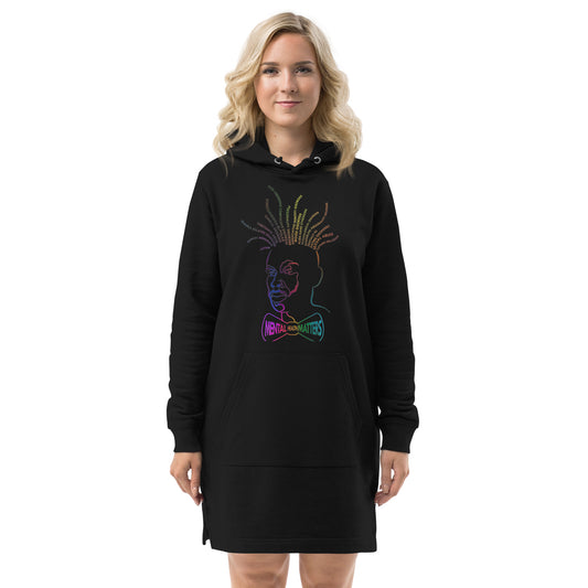 Black Hoodie dress w/ Multi Ombré Mental Locs print