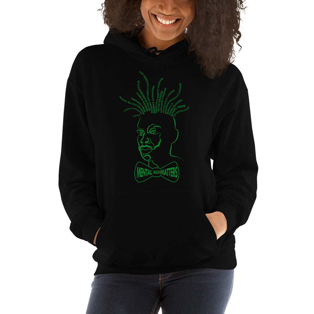 Classic Hoodie with Green Mental Locs print