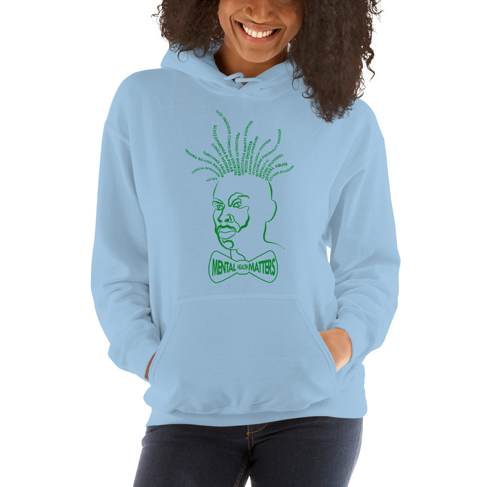 Classic Hoodie with Green Mental Locs print