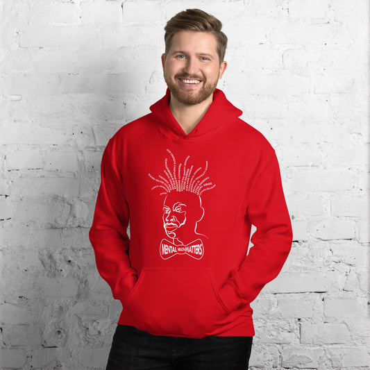 Red Hoodie with White Mental Locs print