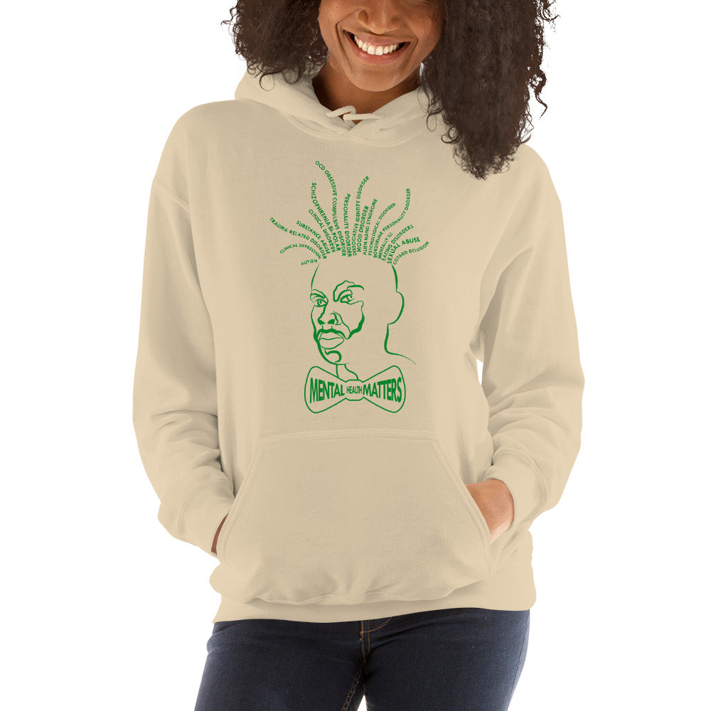 Classic Hoodie with Green Mental Locs print