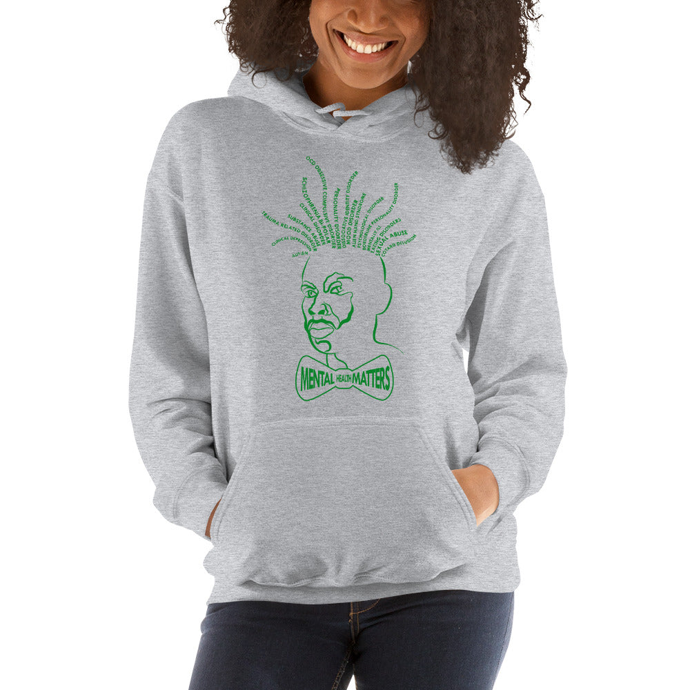 Classic Hoodie with Green Mental Locs print